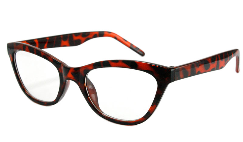 Rødbrun skildpadde / leopard cat-eye brille 