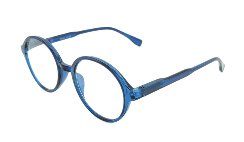 Flot moderigtig rund brille i blåt halvtransparent stel - Design nr. b149