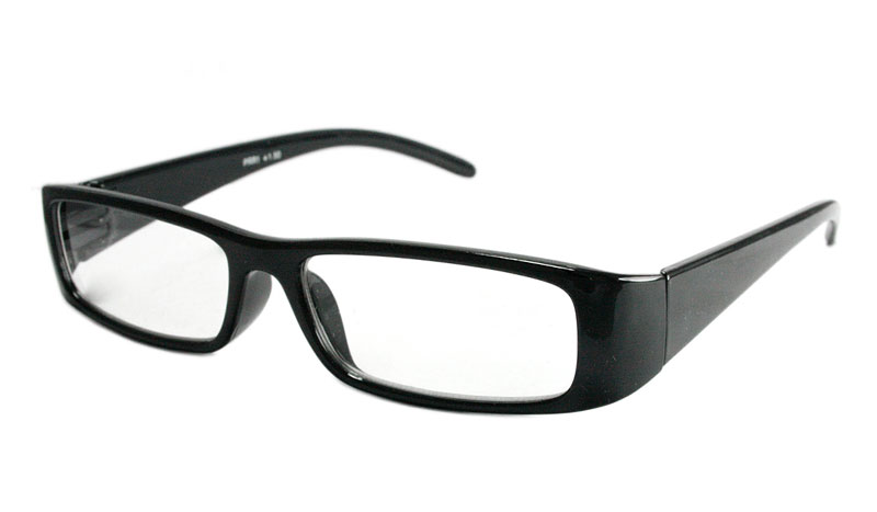 Sort firkantet brille med bløde former