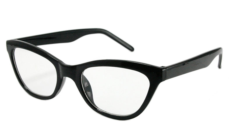 Sort cat-eye brille med styrke. Smart og feminint design. 