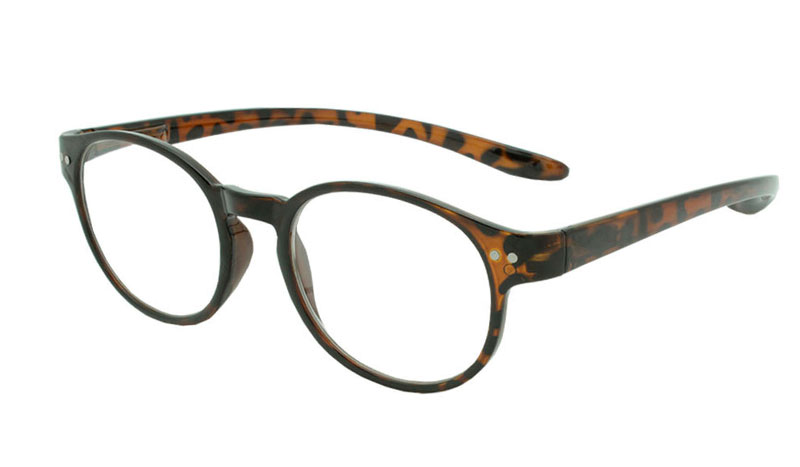 Smart rund brille i stilet leopard/skildpaddebrun farvet design.