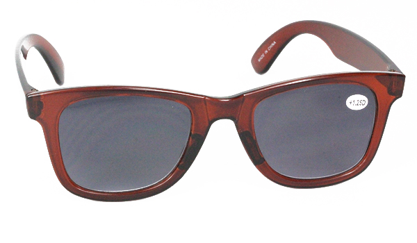 Rødbrun wayfarer solbrille med styrke - Design nr. b62