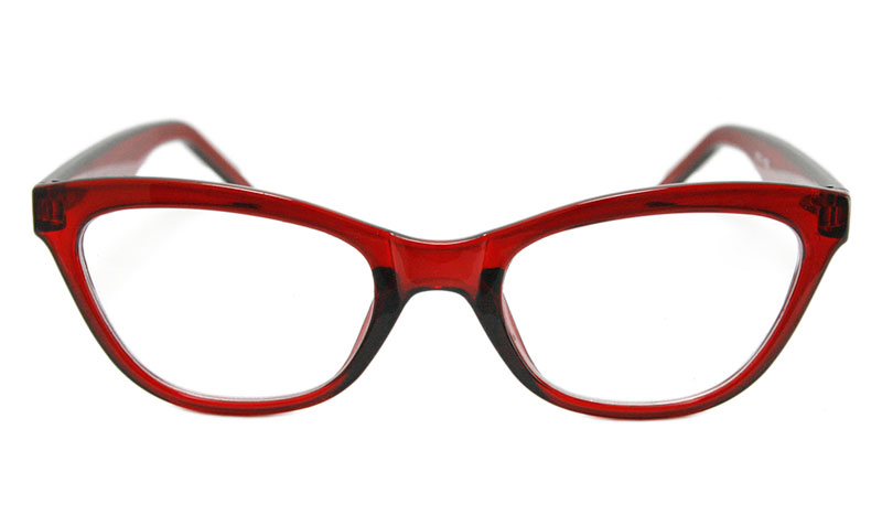 Rødlig cat-eye brille med styrke - hverdagsbriller.dk - billede 2
