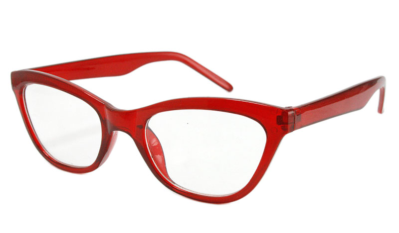 Rødlig cat-eye brille med styrke - Design nr. b111