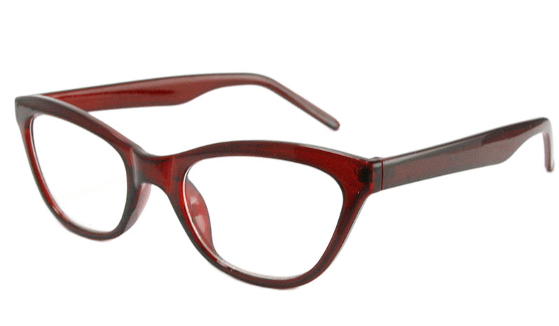 Rødbrun cat-eye brille med styrke.  - Design nr. b112