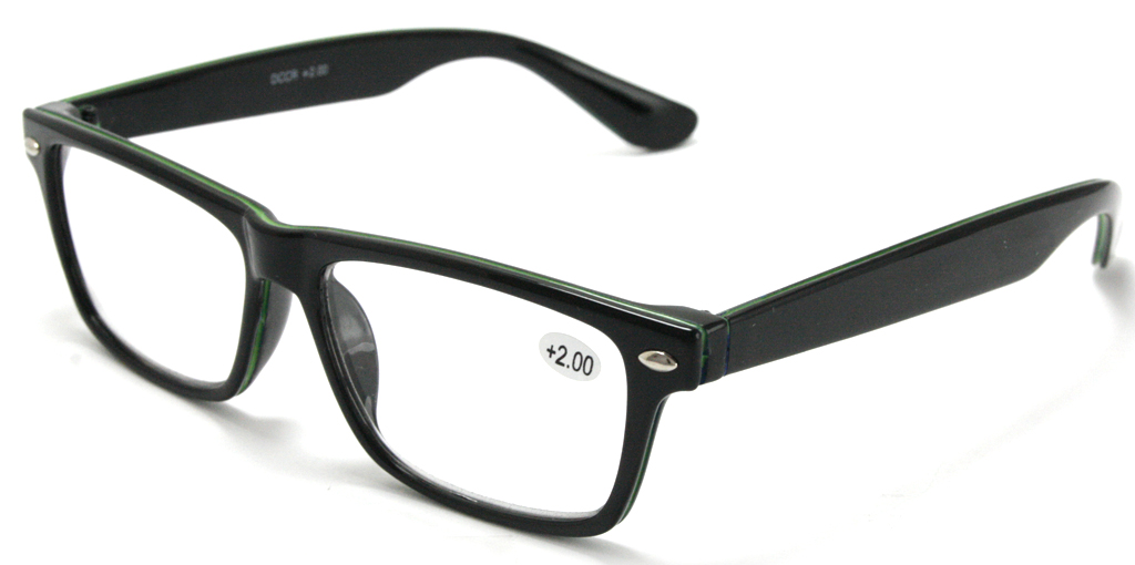 Læsebrille med grøn stribe