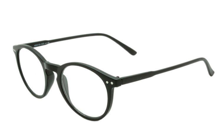 Rund moderne brille i sort stel