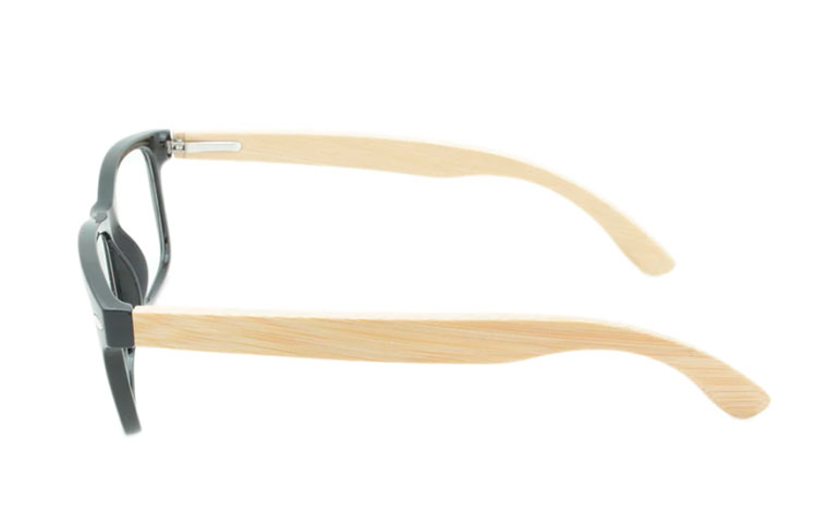 Smart og stilren brille. Sort med lyse bambus stænger - hverdagsbriller.dk - billede 3