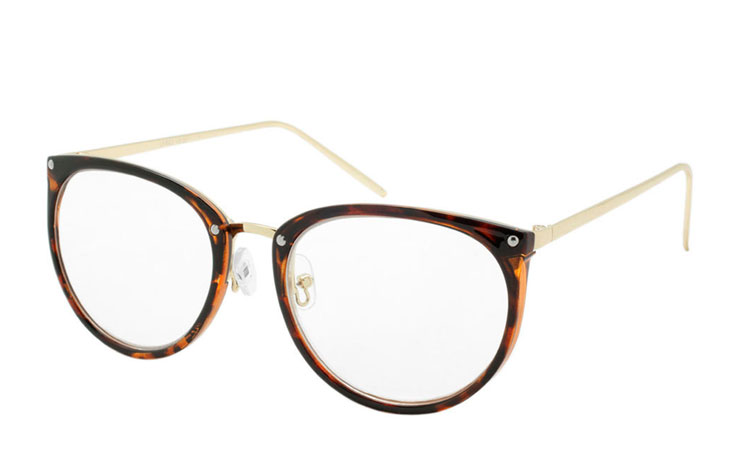 Flot moderigtig brille med stel i skildpaddebrun og guld - Design nr. b278