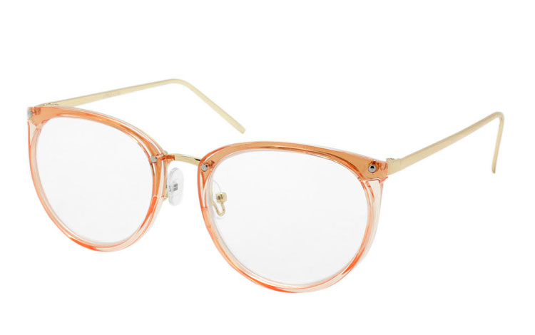Flot moderigtig brille med transparent fersken front - Design nr. b279