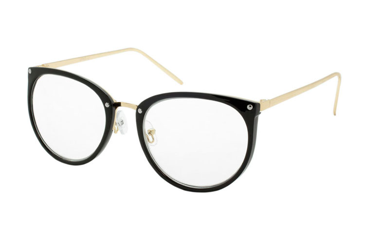 Flot stor moderigtig brille i guld og sort. - Design nr. b281