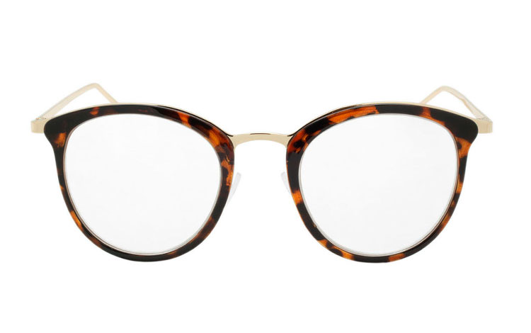 Stor flot feminin modebrille i guld/brun - hverdagsbriller.dk - billede 2