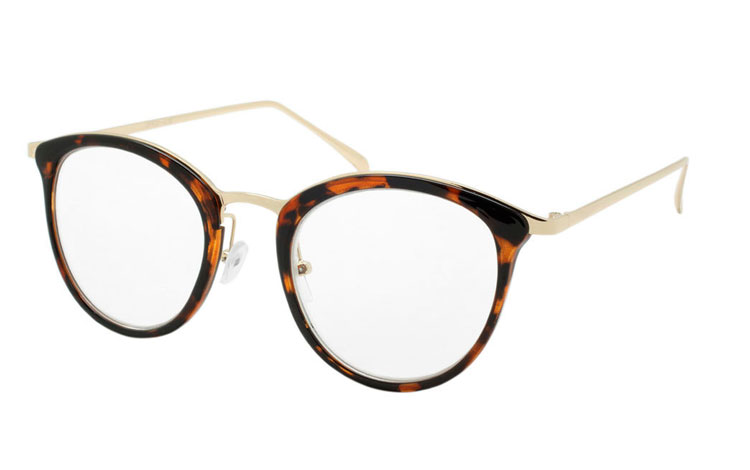 Stor flot feminin modebrille i guld/brun - Design nr. b287