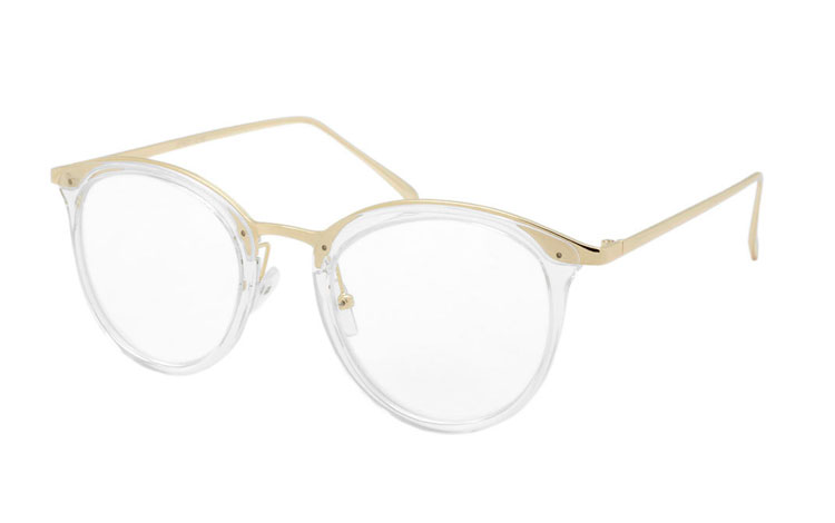 Guldfarvet brille med klar transparent front. - Design nr. b289