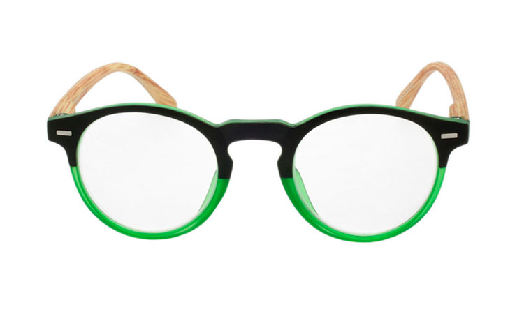 Flot rund grøn/sort brille i eksklusivt design - hverdagsbriller.dk - billede 2