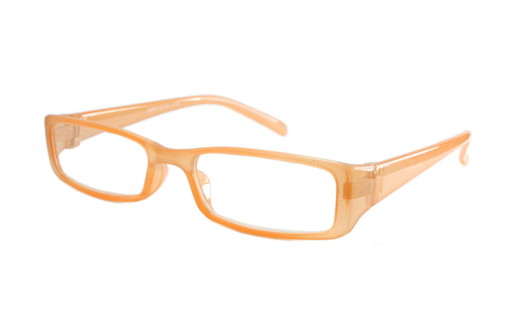 Læsebrille med styrke i orange-gult stel. - Design nr. b306