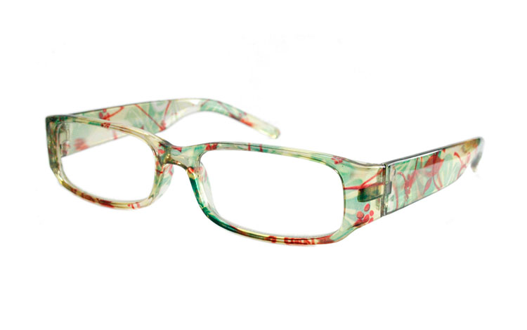 Læsebrille med styrke i spændende grønt design - Design nr. b307