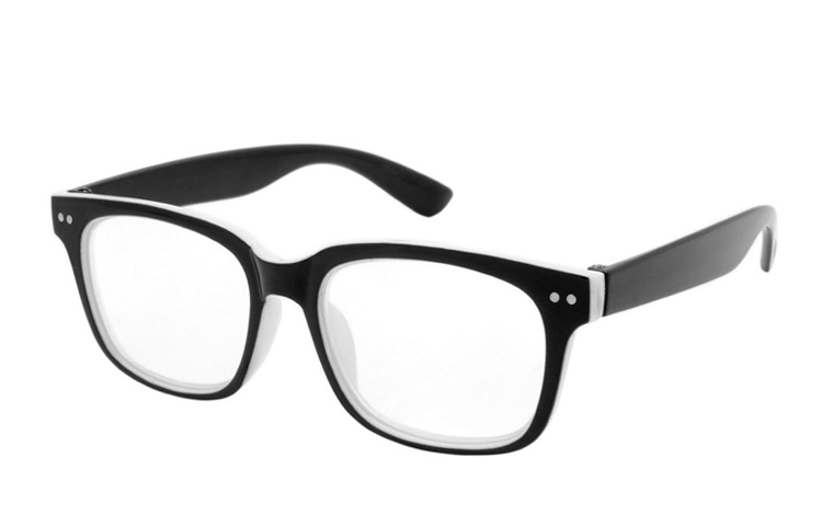 Sort og hvid brille med kraftigt design - Design nr. b329
