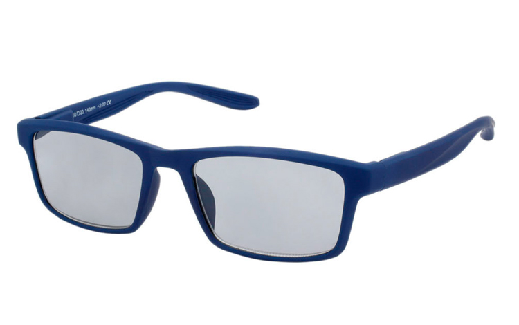 Mat blå solbrille i firkantet design. - Design nr. b355