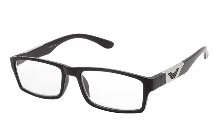 Sort brille i firkantet enkelt design