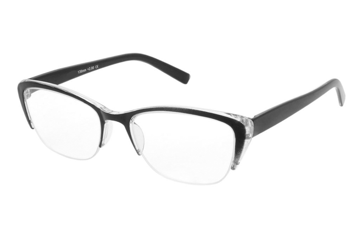 Flot brille i transparent og sort plastik stel - Design nr. b439