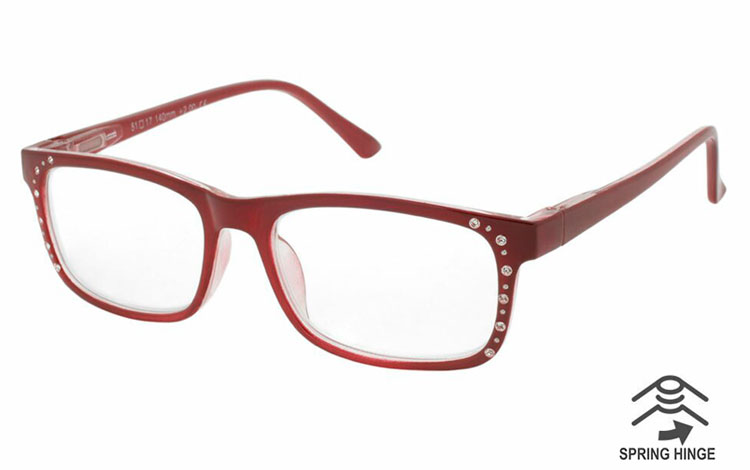 Mørkerød feminin brille med smukke similisten - Design nr. b473