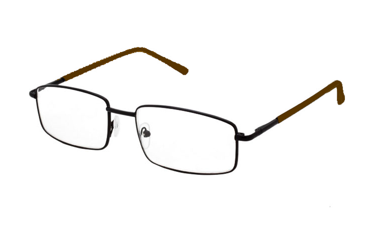 Sort metal brille med mørkbrune stænger - Design nr. b503