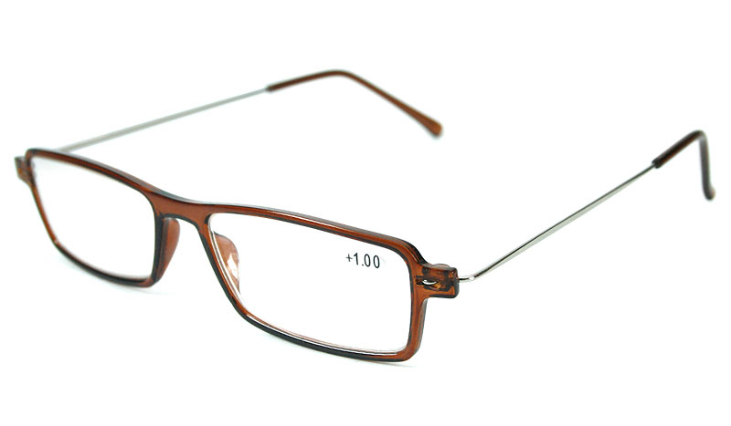 Let og elegant brille i rødbrunt firkantet design med bløde kanter - Design nr. b83