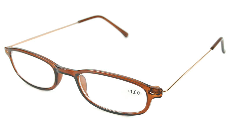 Let og elegant rødbrun brille i ovalt design. - Design nr. b85