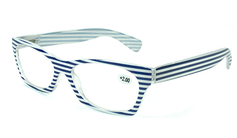 Blå-hvid cat eye brille med styrke - Design nr. b90