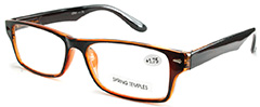 Læsebrille i brun med orange detaljer